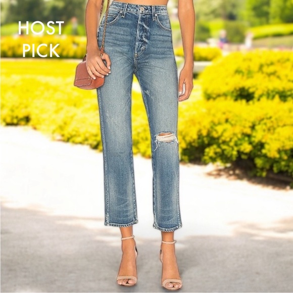 AMO Denim - NWT AMO Chloe Crop High Rise Straight Ankle Jean in Girl Crush w/ Destroy 28